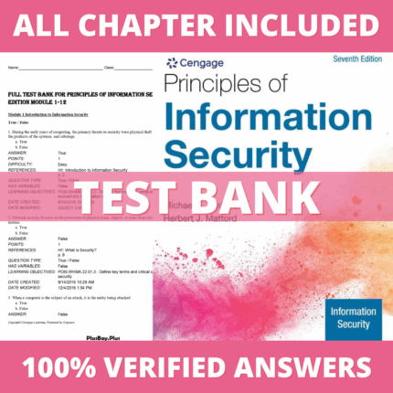 Test Bank for Principles of Information Security 7th Edition (Whitman,2021)