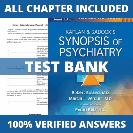 Test Bank for Kaplan & Sadock’s Synopsis of Psychiatry 12th Edition (Boland, 2021)