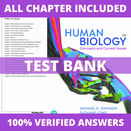 Test Bank for Human Biology Concepts and Current Issues, 9th Edition (Johnson, 2022)