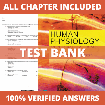 Test Bank for Human Physiology An Integrated Approach 8th Edition (Silverthorn, 2020)