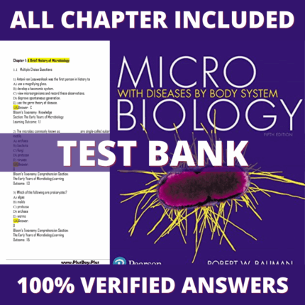 Test Bank for Microbiology with Diseases by Body System, 5th Edition (Bauman, 2017)