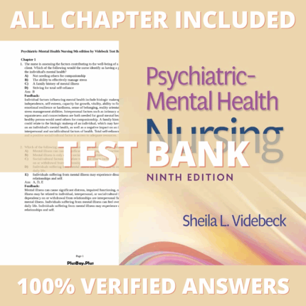 Test Bank for Psychiatric Mental Health Nursing, 9th Edition (Videbeck, 2023)