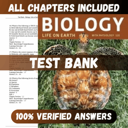 Test Bank Biology Life on Earth with Physiology, 12th Edition (Audesirk, 2020)
