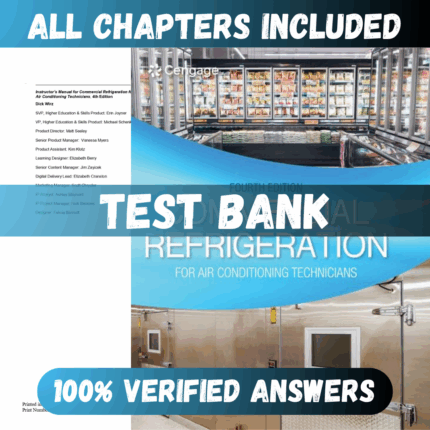 Test Bank Commercial Refrigeration for Air Conditioning Technicians 4th Edition (Wirz, 2021)