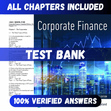 Test Bank Corporate Finance, Canadian Edition, 5th Edition (Berk, 2022)