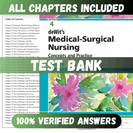 Test Bank DeWits Medical Surgical Nursing Concepts and Practice, 4th Edition (Stromberg, 2021)