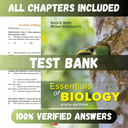 Test Bank Essentials of Biology 6th Edition (Sylvia S. Mader, 2020)