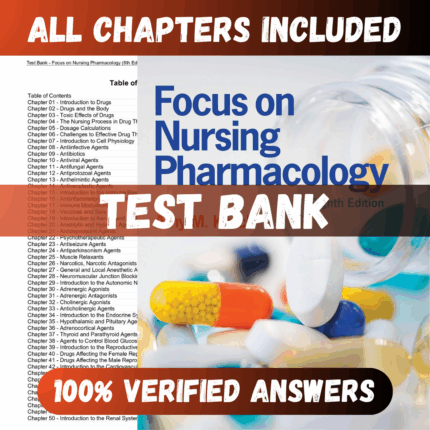 Test Bank Focus on Nursing Pharmacology 8th Edition (Karch, 2020)