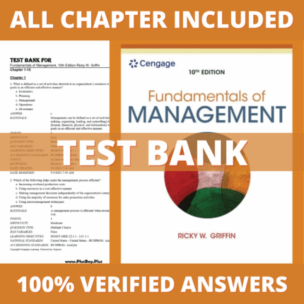 Test Bank for Fundamentals of Management 10th Edition (Griffin, 2021)