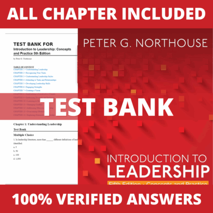 Test Bank for Introduction to Leadership Concepts and Practice 5th Edition (Northouse, 2020)