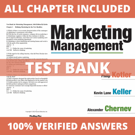 Test Bank for Marketing Management, 16th Edition (Kotler, 2022)