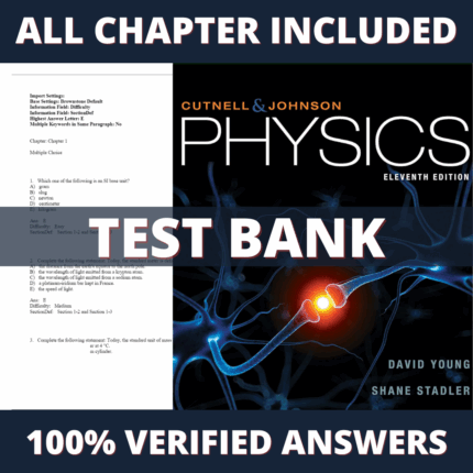 Test Bank for Cutnell Johnson Physics 11th Edition (D.Cutnell, 2018)