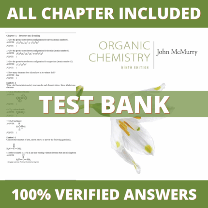 Test Bank for Organic Chemistry 9th Edition (McMurry, 2015)