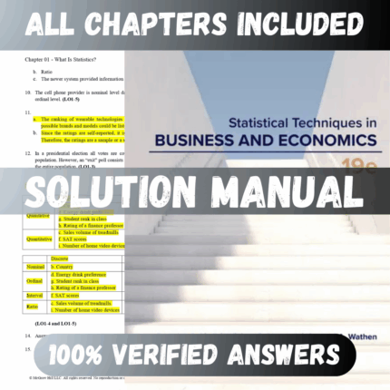 Solution Manual for Statistical Techniques in Business and Economics, 19th Edition (Lind, 2023)