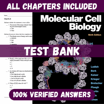 Test Bank For Molecular Cell Biology 9th Edition By Lodish