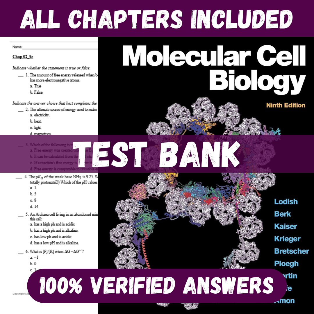 Test-Bank-For-Molecular-Cell-Biology-9th-Edition-By-Lodish