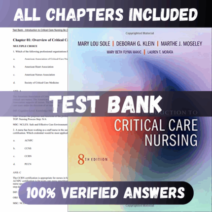 Test Bank Introduction to Critical Care Nursing 8th Edition (Mary, 2020)