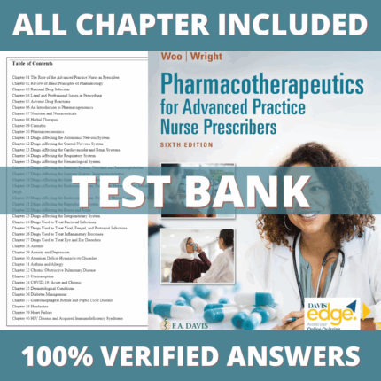 Test Bank for Pharmacotherapeutics for Advanced Practice Nurse Prescribers, 6th Edition (Woo, 2024)