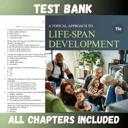 Test Bank for A Topical Approach to Lifespan Development 11th Edition (John)  | All Chapters