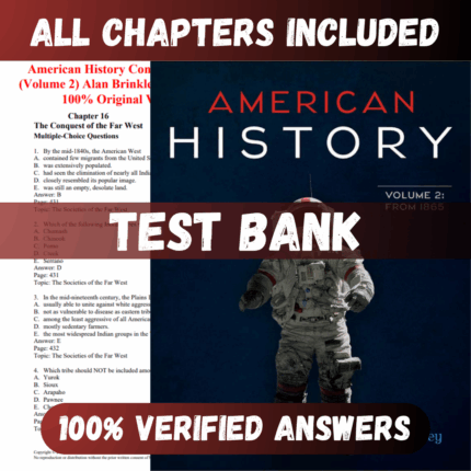 Test Bank American History: Connecting with the Past Volume 2 15th Edition (Alan, 2014)