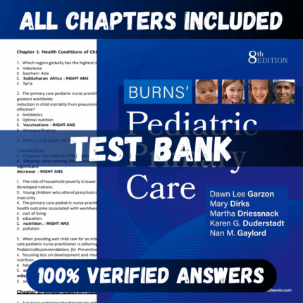 Test Bank for Burns' Pediatric Primary Care 8th Edition (Dawn)  | All Chapters