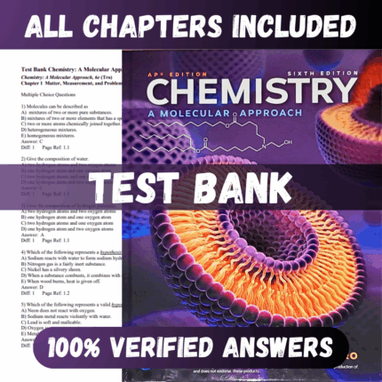 Test Bank Chemistry, A Molecular Approach, AP Edition, Sixth Edition (Nivaldo, 2022)
