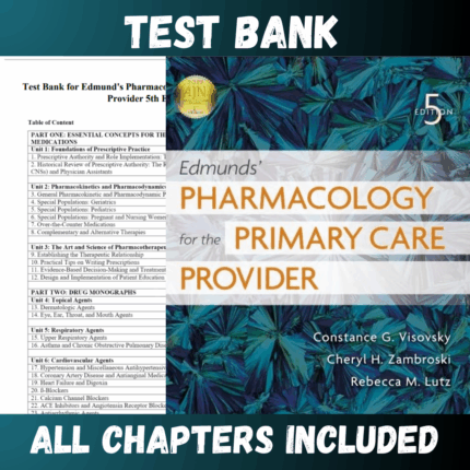 Test Bank for Edmunds' Pharmacology for the Primary Care Provider 5th Edition (Constance)  | All Chapters