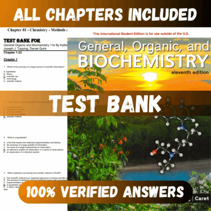 Test Bank General, Organic, and Biochemistry 11th Edition (Katherine, 2022)
