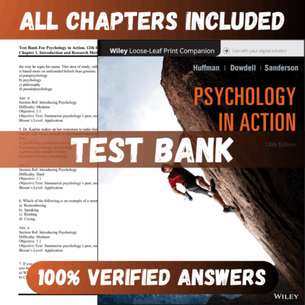 Test Bank Psychology in Action, 12th Edition (Karen , 2017)