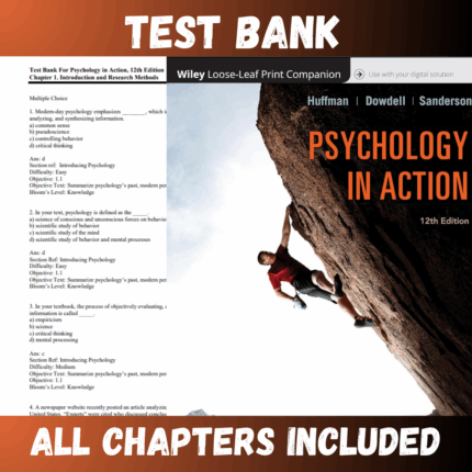 Test Bank for Psychology in Action, 12th Edition (Karen)  | All Chapters