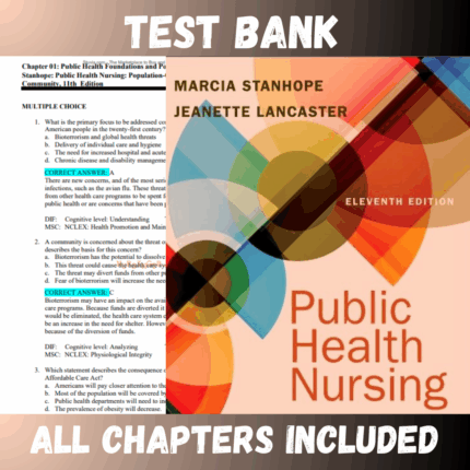 Test Bank for Public Health Nursing: Population-Centered Health Care in the Community 11th Edition (Marcia Stanhope)  | All Chapters