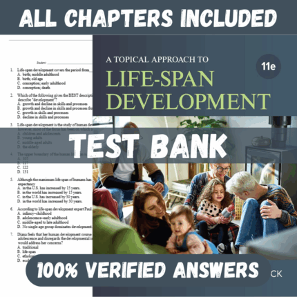 Test Bank for A Topical Approach to Lifespan Development 11th Edition By Santrock