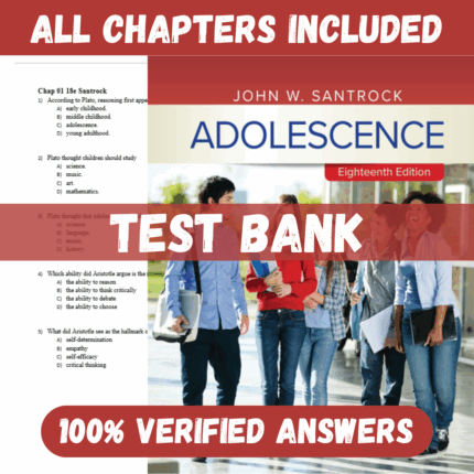 Test Bank for Adolescence, 18th Edition by John Santrock