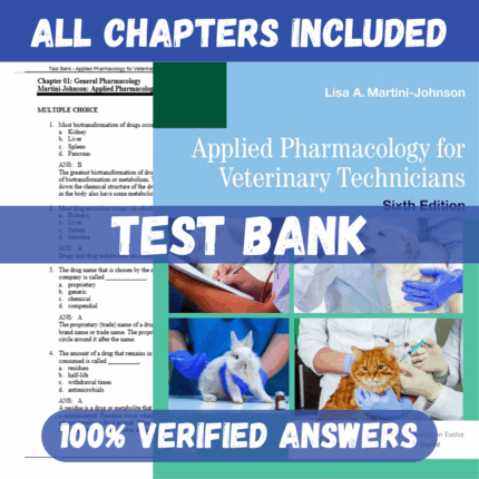 Test Bank for Applied Pharmacology for Veterinary Technicians, 6th Edition by Martini-Johnson