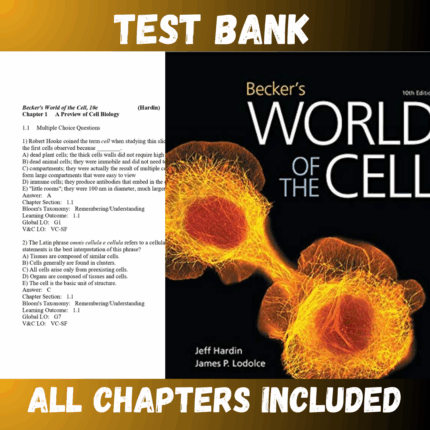 Test Bank - Becker's World of the Cell, 10th Edition by Hardin