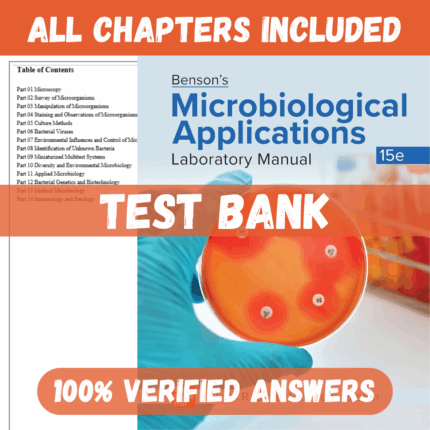 Test Bank for Benson's Microbiological Applications Laboratory Manual, 15th Edition by Smith