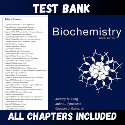 Test Bank - Biochemistry, 8th Edition by Berg