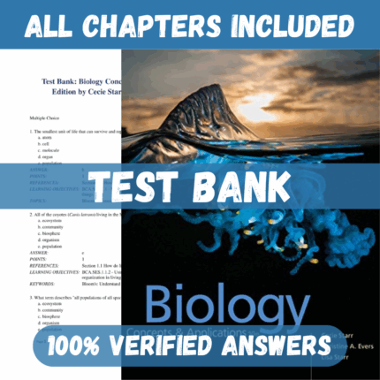 Test Bank for Biology: Concepts and Applications 10th Edition by Cecie Starr