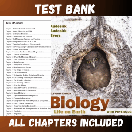 Test Bank - Biology Life on Earth with Physiology, 11th Edition by Audesirk