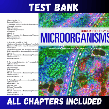 Test Bank - Brock Biology of Microorganisms 16th Edition by Madigan
