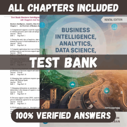 Test Bank for Business Intelligence, Analytics, Data Science, and AI, 5th edition by Sharda