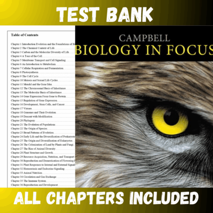 Test Bank - Campbell Biology in Focus, 1st Edition by Urry