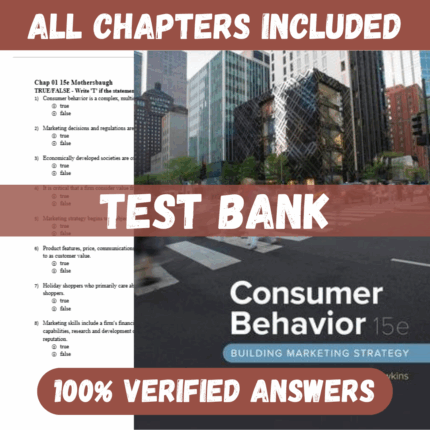 Test Bank for Consumer Behavior, 15th Edition by David Mothersbaugh