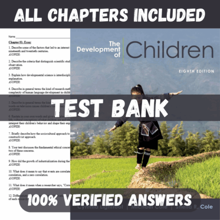 Test Bank for Development of Children 8th Edition By Cynthia Lightfoot