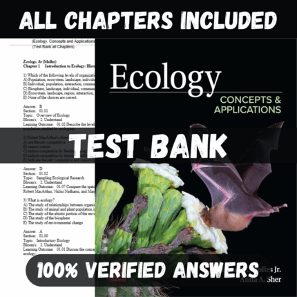Test Bank for Ecology, Concepts and Applications 8th Edition By Manuel C. Molles