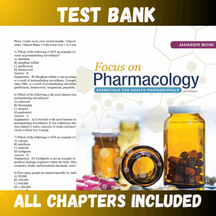 Test Bank - Focus on Pharmacology Essentials for Health Professionals 3rd Edition by Moini