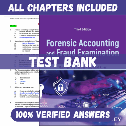 Test Bank for Forensic Accounting and Fraud Examination, 3rd Edition by Mary-Jo Kranacher