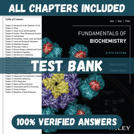 Test Bank for Fundamentals of Biochemistry, 6th Edition by Voet