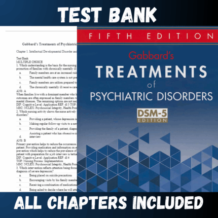 Test Bank - Gabbard's Treatments of Psychiatric Disorders 5th Edition by  Gabbard