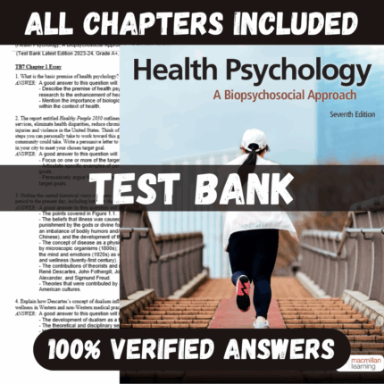 Test Bank for Health Psychology A Biopsychosocial Approach 7th Edition By Richard Straub
